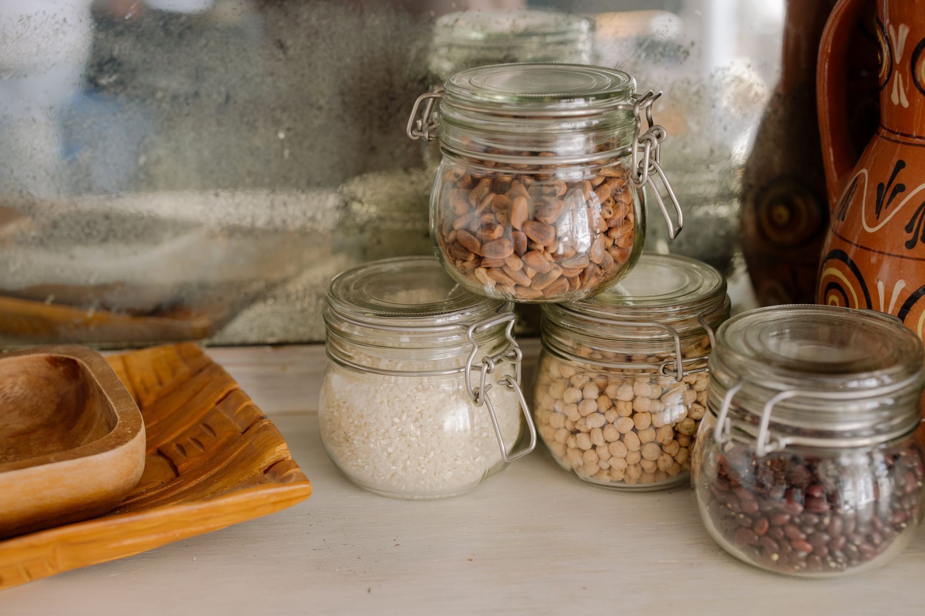 Tins of chickpeas on a shelf